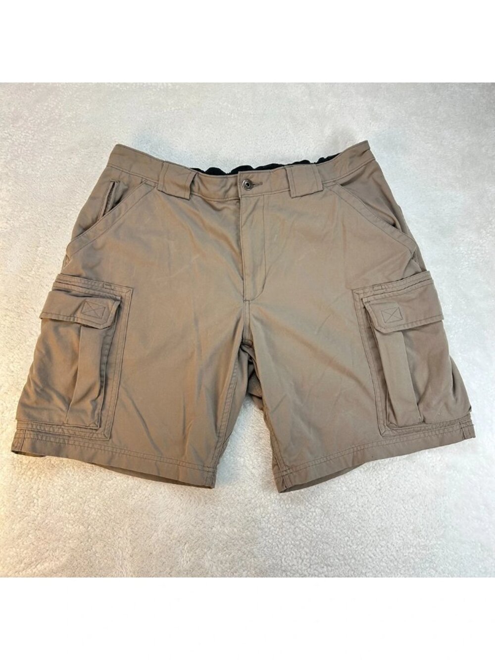 Duluth Trading Co. Cargo Shorts Mens L Khaki Relaxed Fit Outdoor Hiking Fishing
